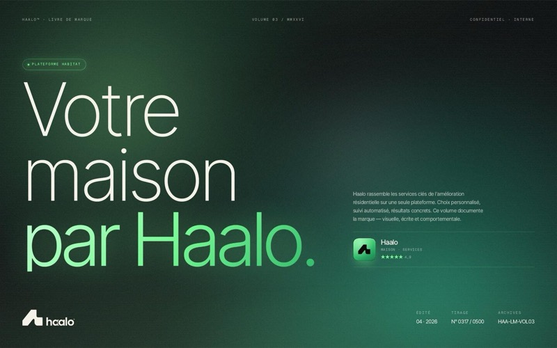 Haalo — brandbook, planche 1 sur 4